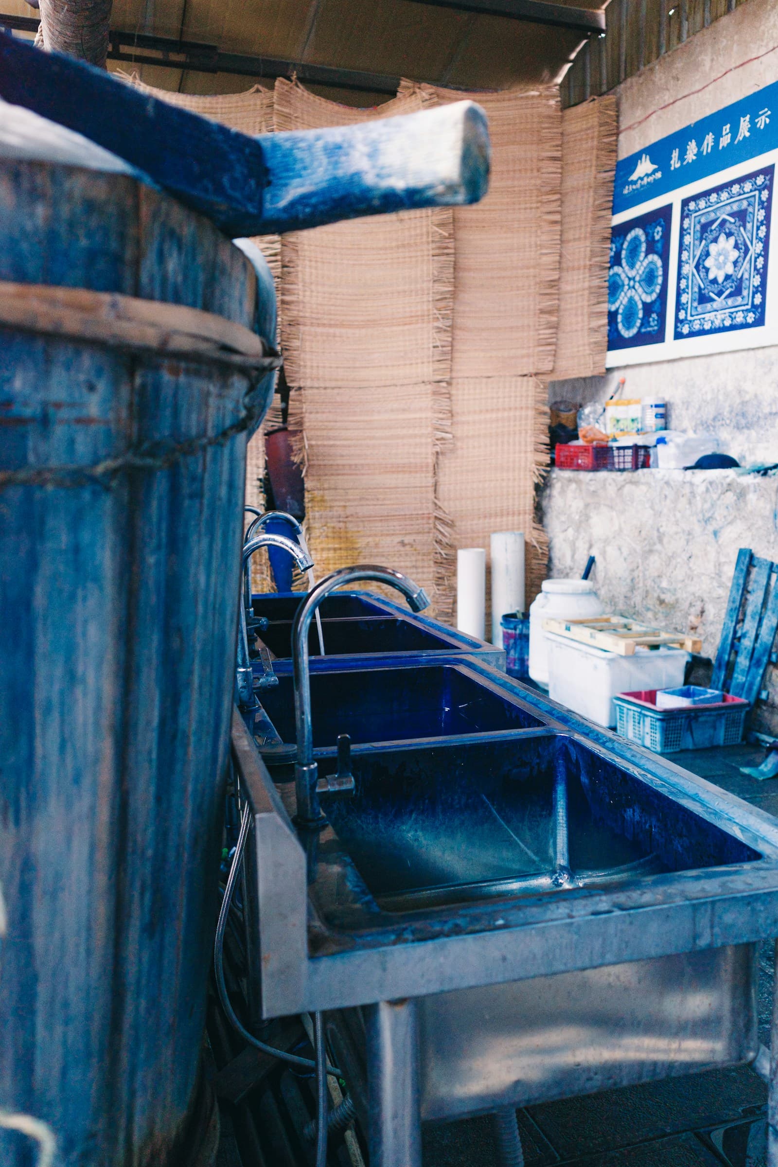 Indigo dye vats in the Zhoucheng workshop